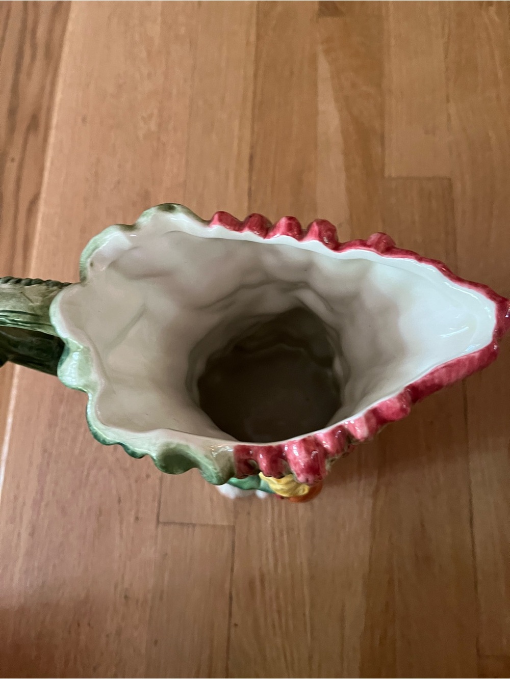 Fitz and Floyd Ceramic Herb Bundle Pitcher in Green, Pink and Yellow - Picture 4 of 9